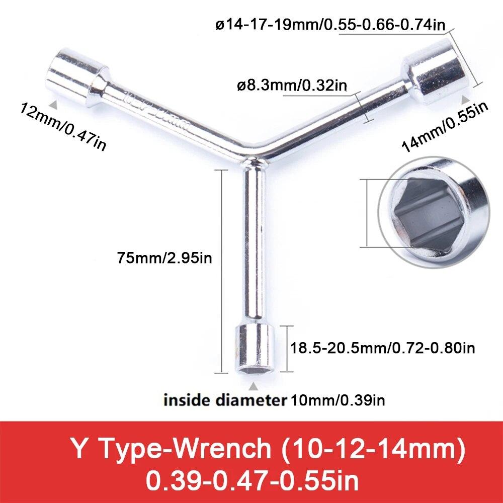 8 10 12mm High Quality Y Type Socket Wrench Bicycle Bike Y Wrench Sockets Multi-Standard Chrome Vanadium Steel Socket Wrench Set