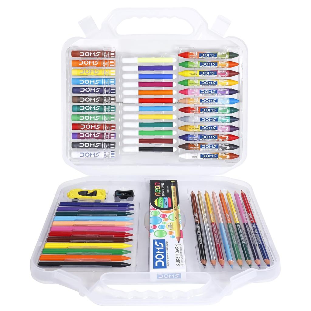 Doms Art Apps Nxt Kit with Plastic Carry Case School Art & Craft Stationery Set for Kids Gifting 9 In 1 Creative Kit
