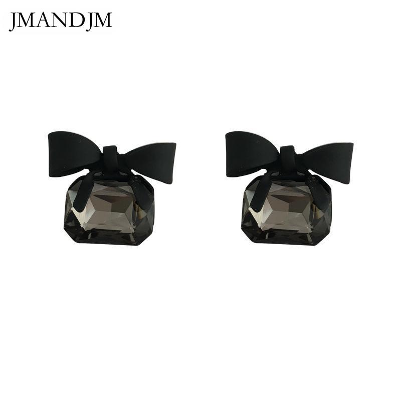Glass Jewel Earrings With Black Bow
