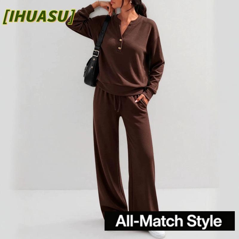 IHUASU Women's Fashion Casual Long Sleeve V Neck Pants Suits