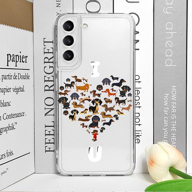 Roztomilý zvířecí kreslený jezevčík Pes Pouzdro na telefon pro Samsung Galaxy S25 Ultra S25 Fe S24 S23 FE S22 S21+ S20 Plus Měkký kryt Fundas