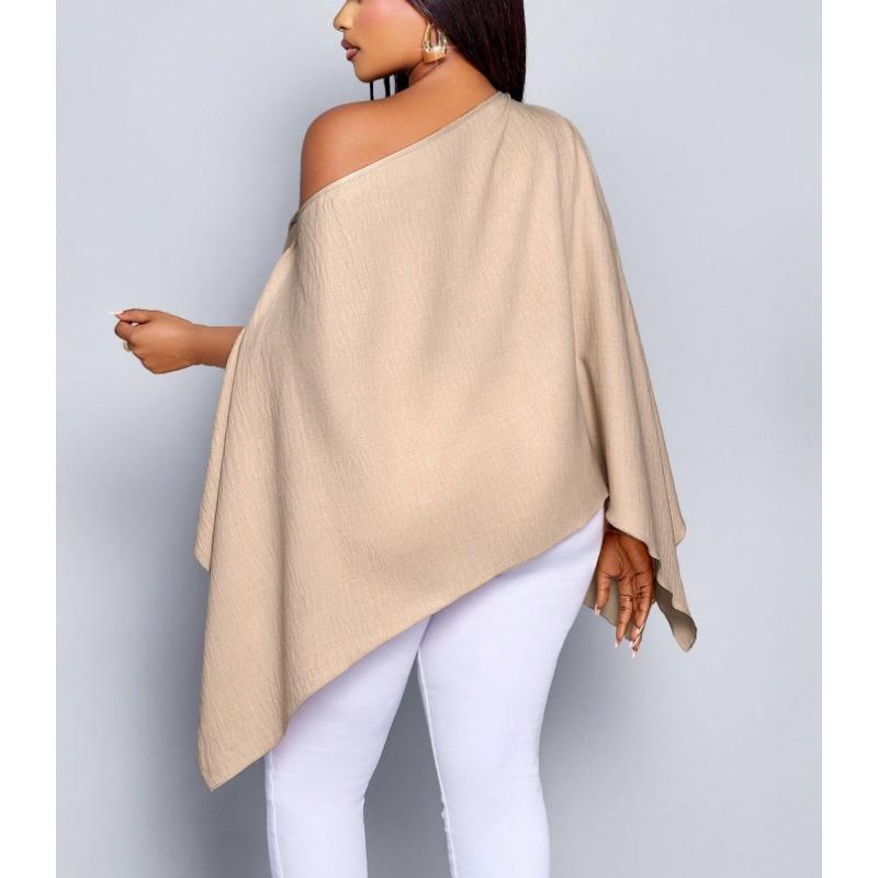 Dames Casual Off Shoulder Losse Vleermuismouw Effen Kleur Elegante Blouse