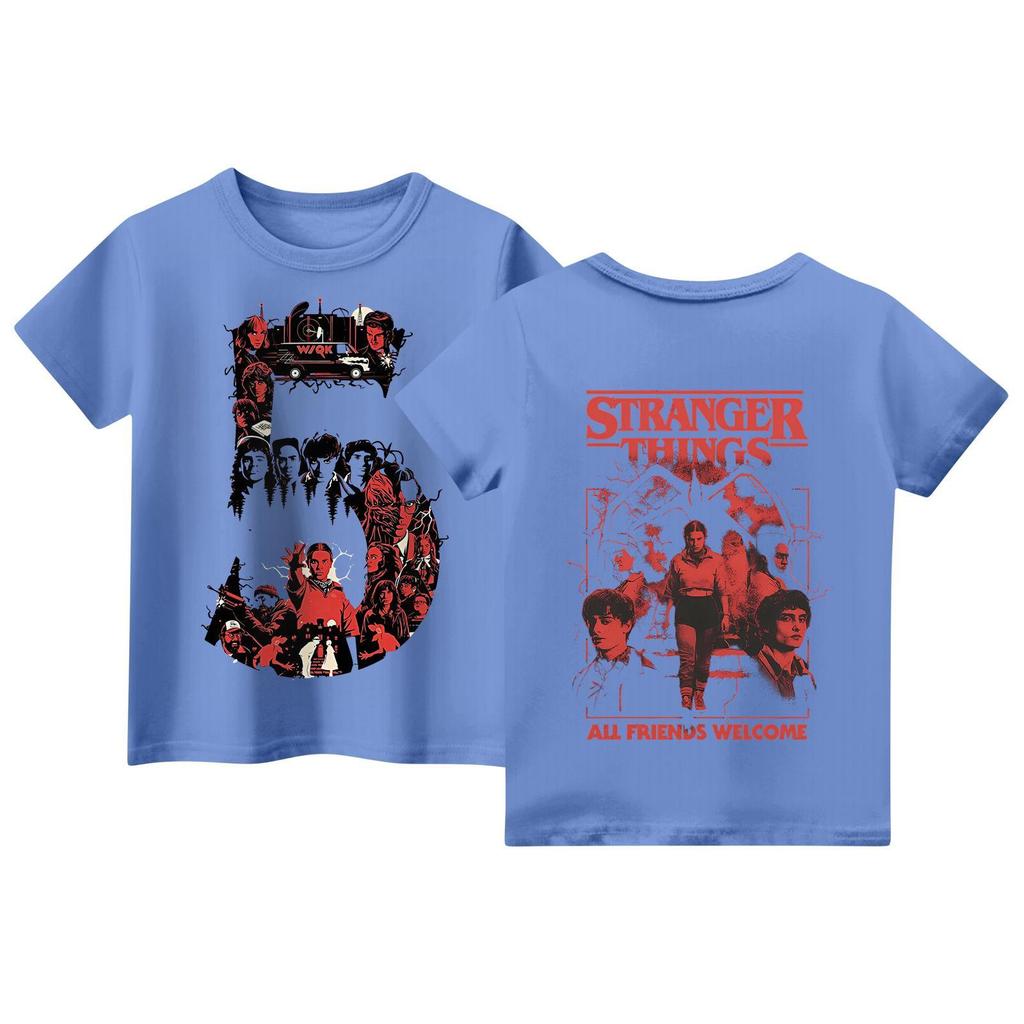 Laste lühikeste varrukatega topid, vabaaja trükiga T-särk, ümara kaelusega pulloverpluus