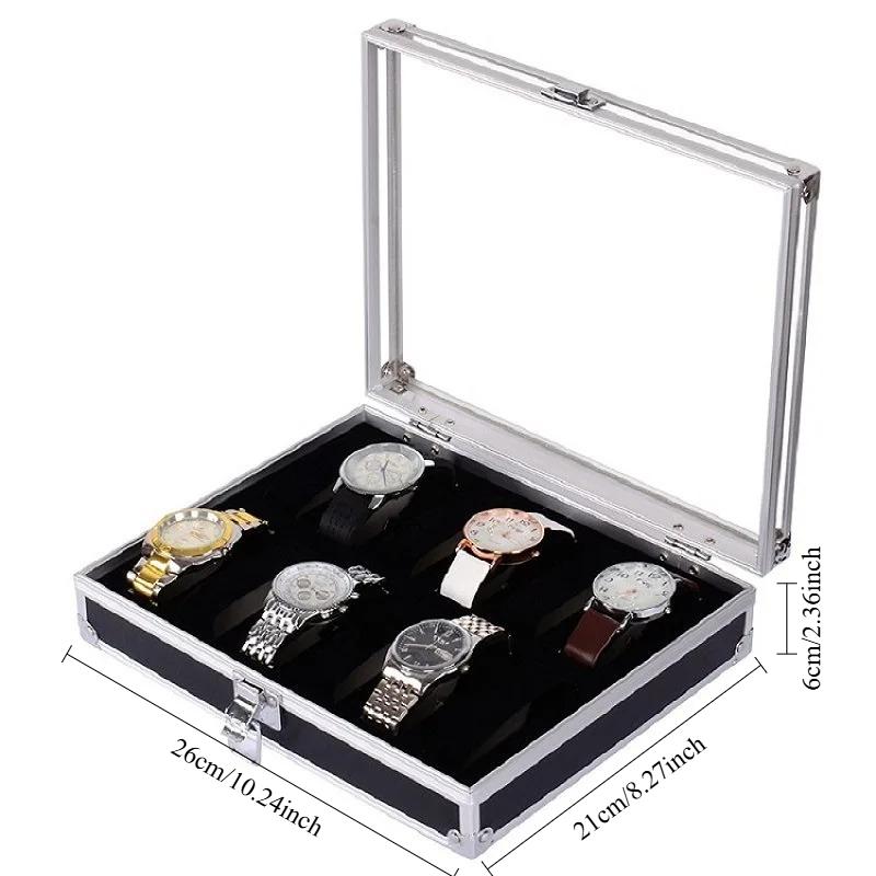 Practical Watch Box, 6/12 Compartments, Jewelry Watch Display Storage Box, Rectangular Watch Stand, Suitable for Home Use