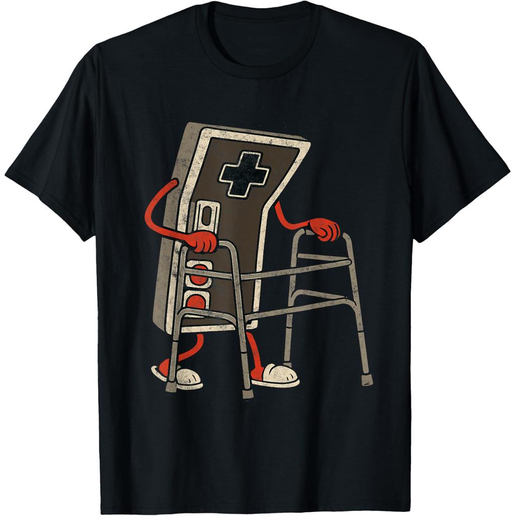 Retro Video Game Controller with Walker Funny Gamer Gaming TShirt Fashion Cotton Short Sleeve Oversized Loose T Shirt Tops