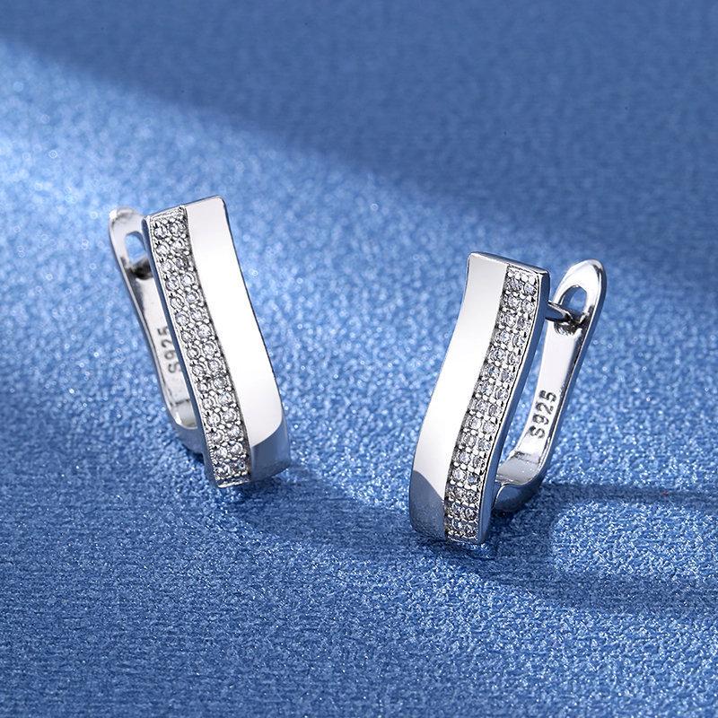 925 Sterling Silver Jewelry Women Cute Tiny Clear Crystal CZ Stud Earrings Gift for Girls Teens Lady New
