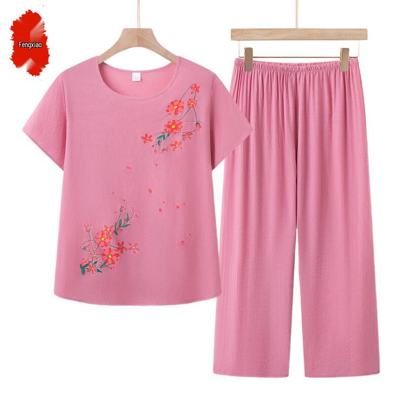 

Elderly Women s Summer Short-Sleeve T-Shirt Set 3XL