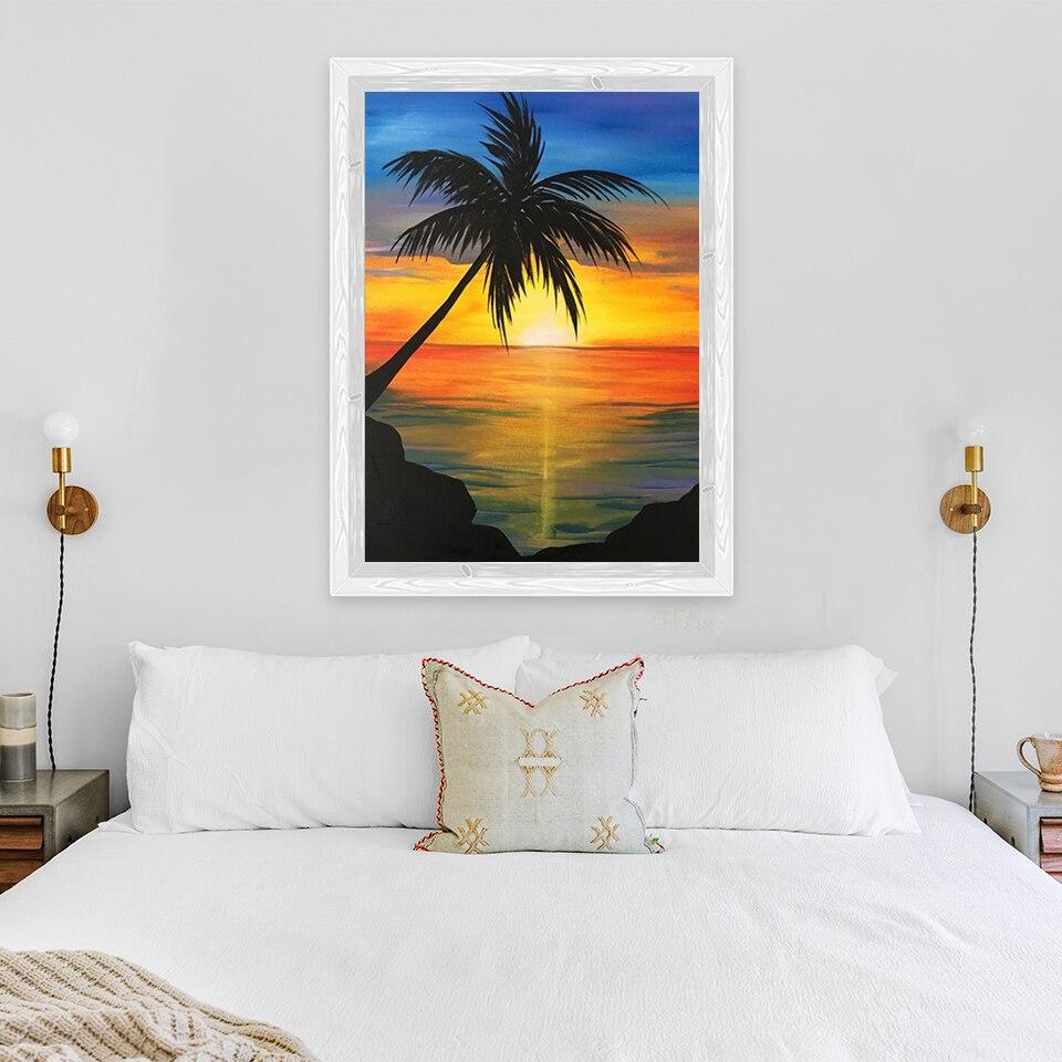 New DIY 5D Diamond Painting Sunset Diamond Embroidery Scenery Cross Stitch Full Round Drill Manual Art Home Decor Gift