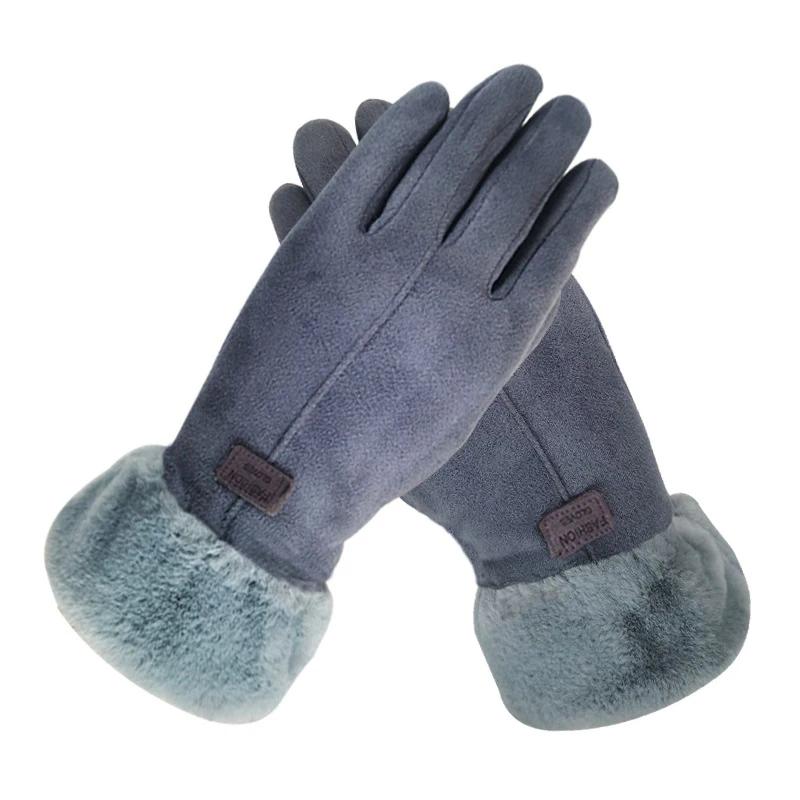 Neue Mode Handschuhe Herbst Winter Nette Pelzigen Warme Handschuhe Volle Finger Handschuhe Frauen Outdoor Sport Weibliche Handschuhe Bildschirm