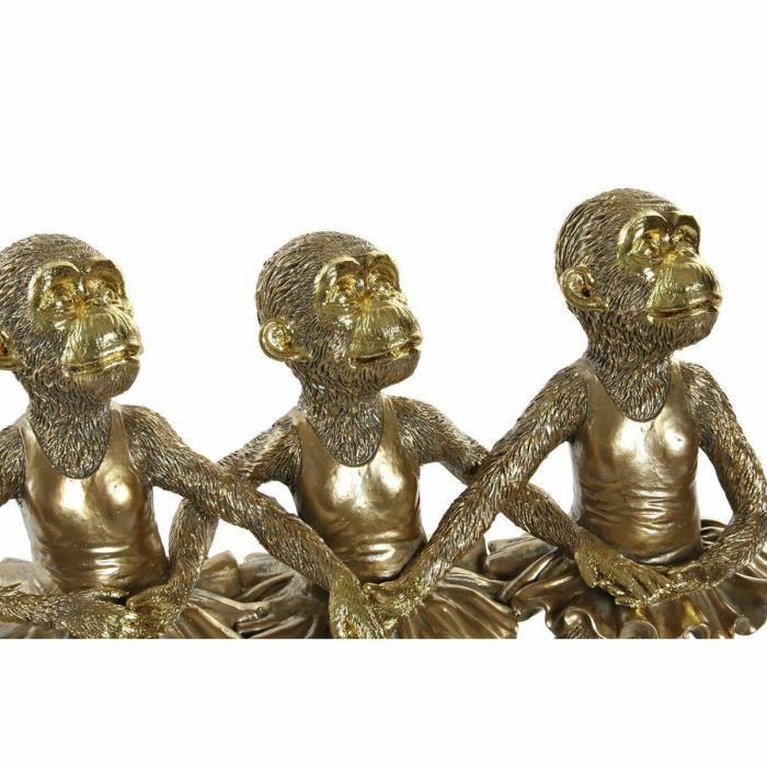 Figurine décorative - Non spécifié - Singes de ballet dorés - Résine - Bois de paulownia - 32,5 x 12,5 x 29 cm