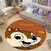 Cute Chip 'n' Dale print round floor mat, home rug decoration, cartoon welcome doormat, non-slip and stain-resistant.