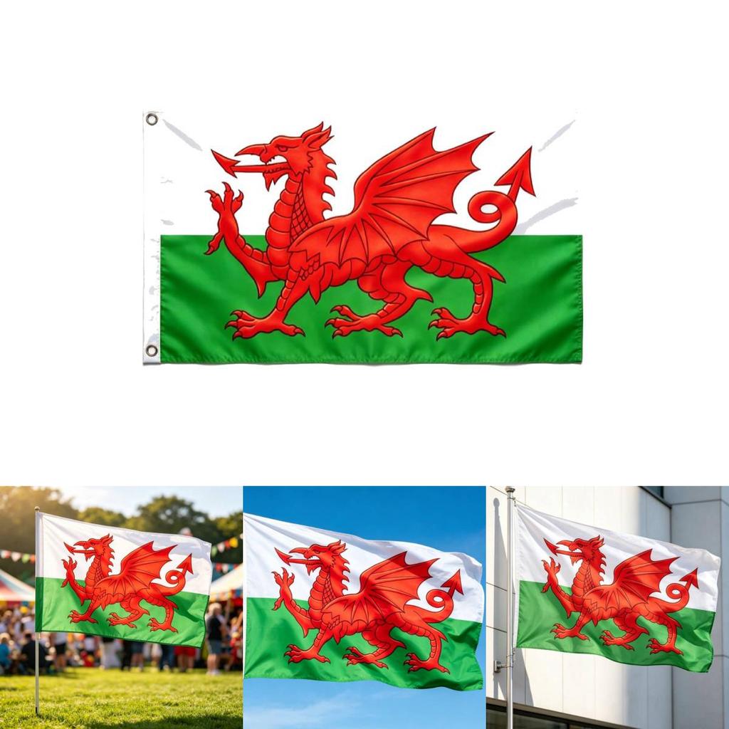 Welsh And Uk Flag Polyester Outdoor Indoor Garden Patriotic Banner For Home Decorations