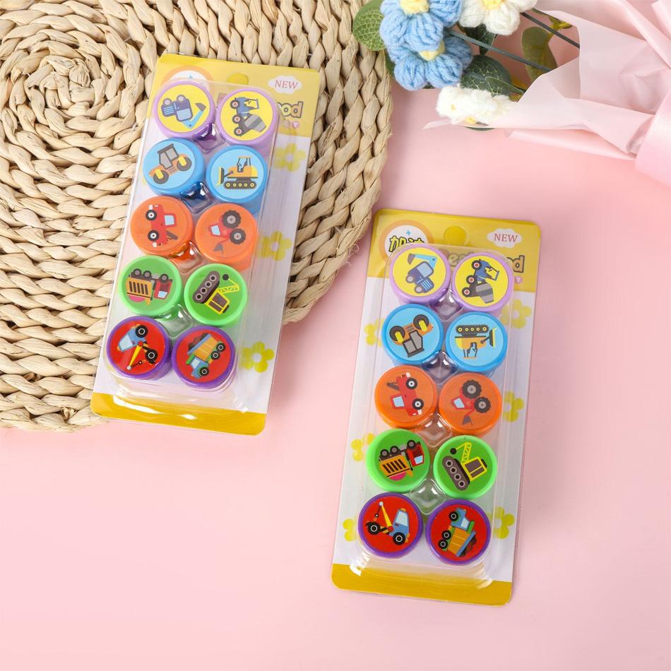 10pcs Assorted Stamps for Kids Self-ink Stamps Children Toy Stamps Smiley Face Seal Scrapbooking DIY Painting Photo Album Decor