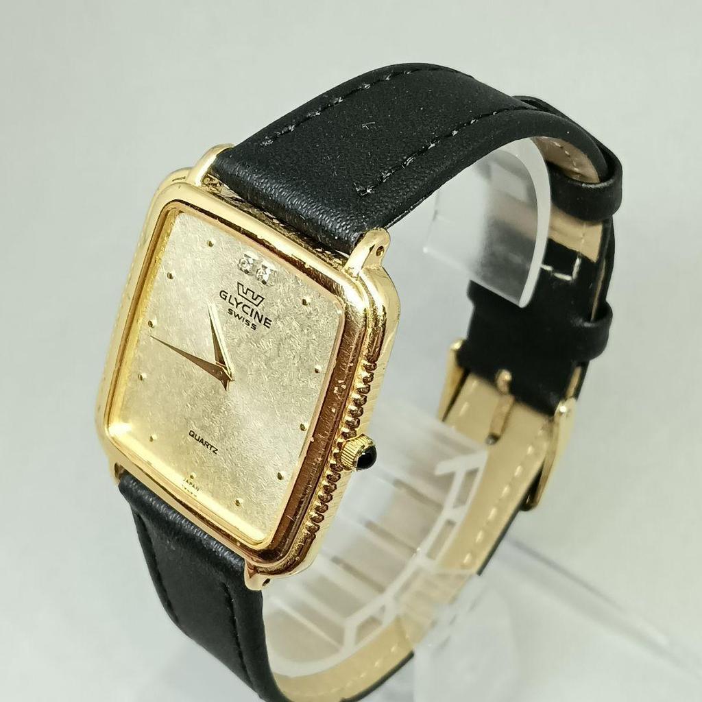Used GLYCINE 021105 Gold Square 2P Diamond Men's Quartz