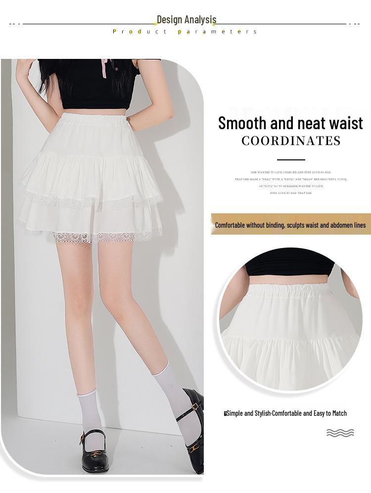 New Petite French Ballet A-line Fluffy Lace Pleated Skirt