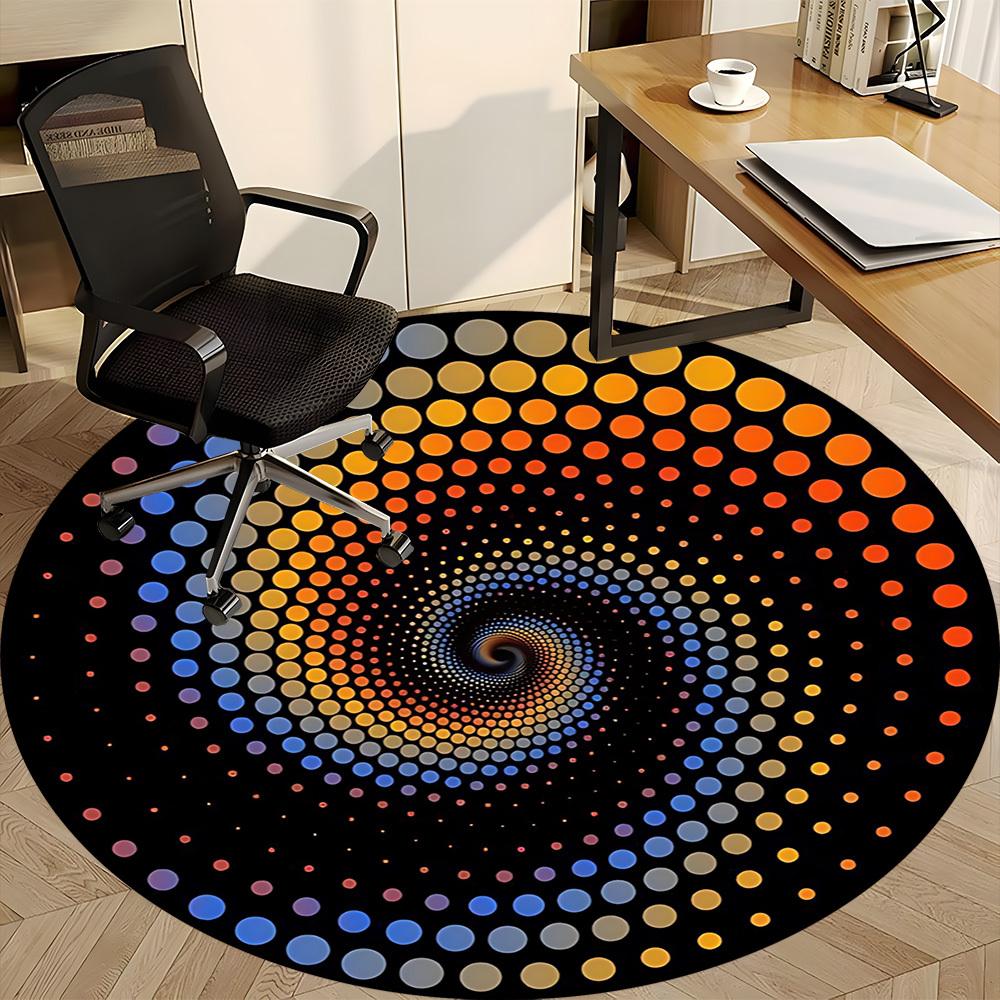 1pc Spiral Dots Pattern Carpet for Office Non Slip, Round Carpet, Soft & Comfortable, Carpet for Office, Lightweight Round Floor Mat