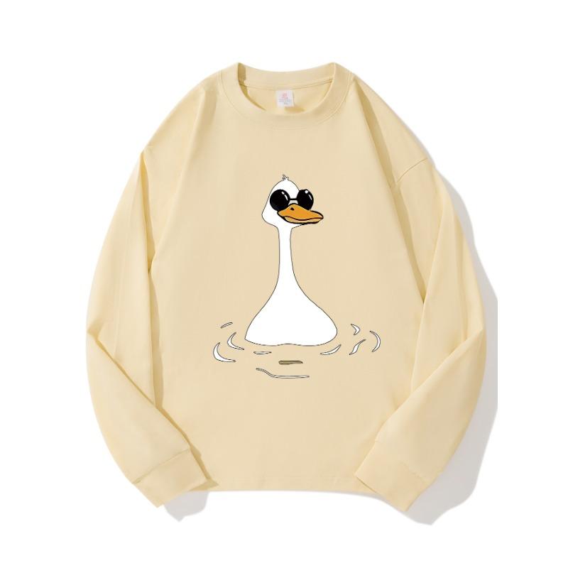 

Floating Goose Осенняя одежда с длинными рукавами из чистого хлопка, новый мужской и женский топ, весенний внутренний слой, базовая рубашка, футболка с круглым вырезом и длинными рукавами XXL бежевый