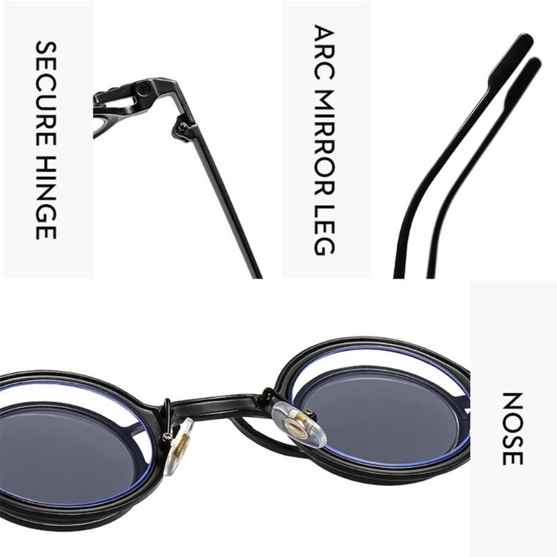 Round Metal Frame Sunglasses Retros Trendy Light Weight Sunglasses with Sun Protecting for Outdoor Activity