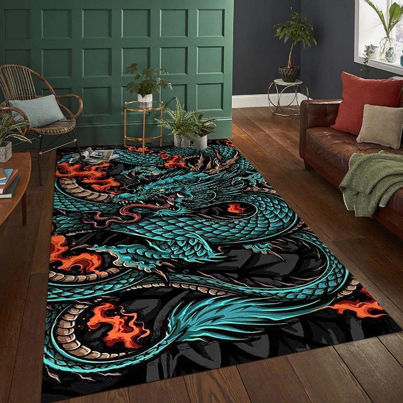 Japanische Kultur Chinesischer Drache Heimdeko Teppiche für Schlafzimmer Quadratische Matten Hotelteppich Wohnzimmer Kinderspielmatten Geburtstagsgeschenke