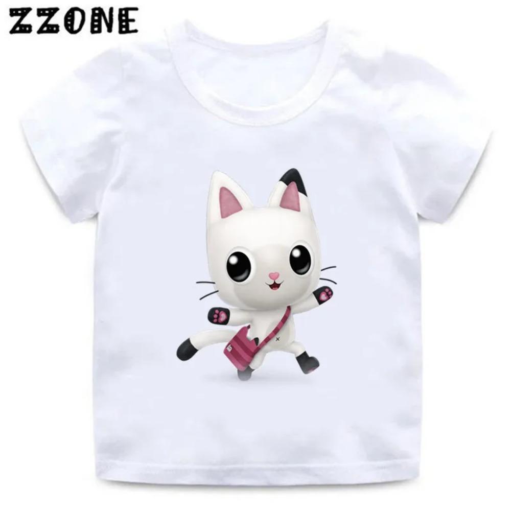 Girls Clothes Cute Gabbys Doll House Cartoon Kids Funny T-Shirts Baby Boys T Shirt Summer Short Sleeve Children Tops,ooo5456
