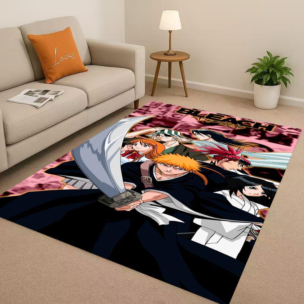 Anime Bleach Kurosaki Ichigo Cartoon Wohnzimmer Rutschfester Teppich für Schlafzimmer Sofa, Leicht zu reinigen Heimdekoration Fußmatte Spielmatte