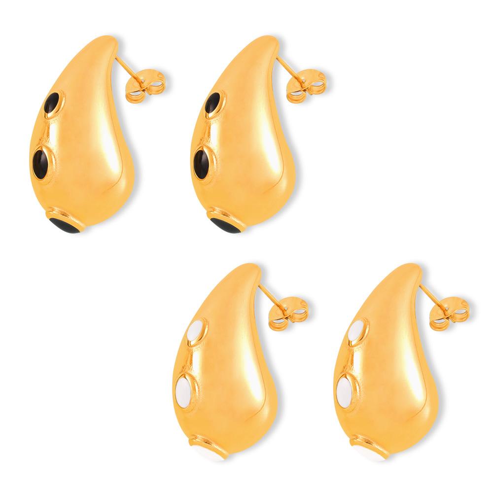 Europäische & Amerikanische Mode Titan Wassertropfen Emaille Ohrringe - Nischen Hohl Design