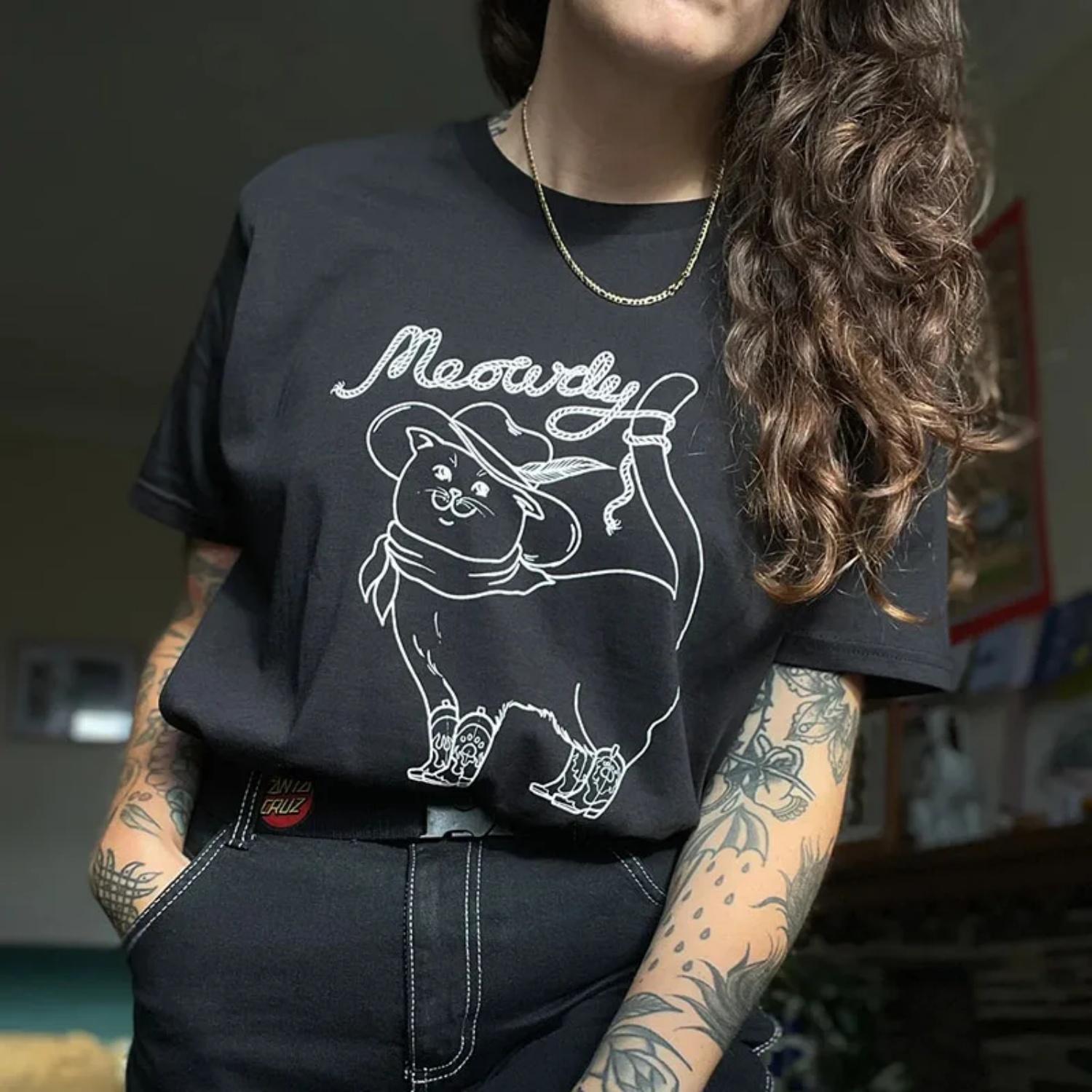 

Cute Meowdy Cowboy Cat Funny Meme T-Shirts Western Howdy Shirt Summer Women Casual Graphic Tees Cotton Fashion Aesthetic Tops XXXXXL чорний