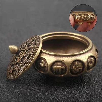 Fashion Vintage Copper Incense Burner Twelve Zodiac Signs Brass Holder With Cover Sandalwood Cense Buddhism Home Decor