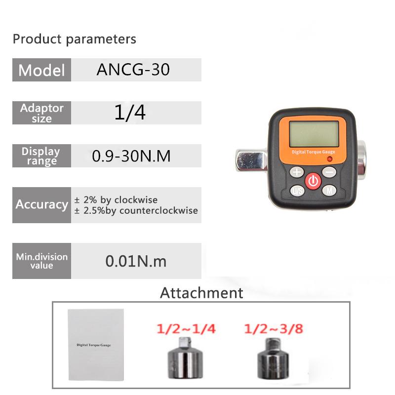 

1/4 3/8 1/2 Company Direct Torque Wrench Tester Torque Adapter Digital Torque Meter Adapters For Head Bike Car Repair Tools ANCG 0.9-30N.m