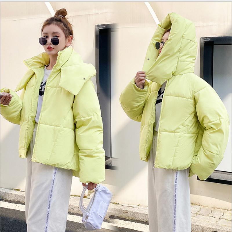 Femme Hiver Version Coréenne Manteau Bulle à Capuche Court Doudoune Rembourrée en Coton Veste Courte Ample Épaissie pour Femme S