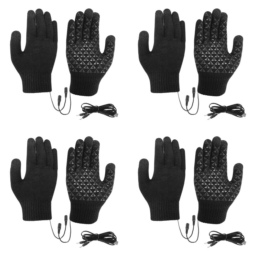 USB Heated Knitted Gloves Touch Screen Gloves Thicken Thermal Knitting Mitts Winter Cycling Gloves for Outdoor Sports Gloves