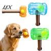 Indestructible Dog Toys 2Pcs Squeaky Hammer with Tennis Ball Inside, Interactive Fetch Toys, Puppy Teething Rubber Chew Toy for Medium Large