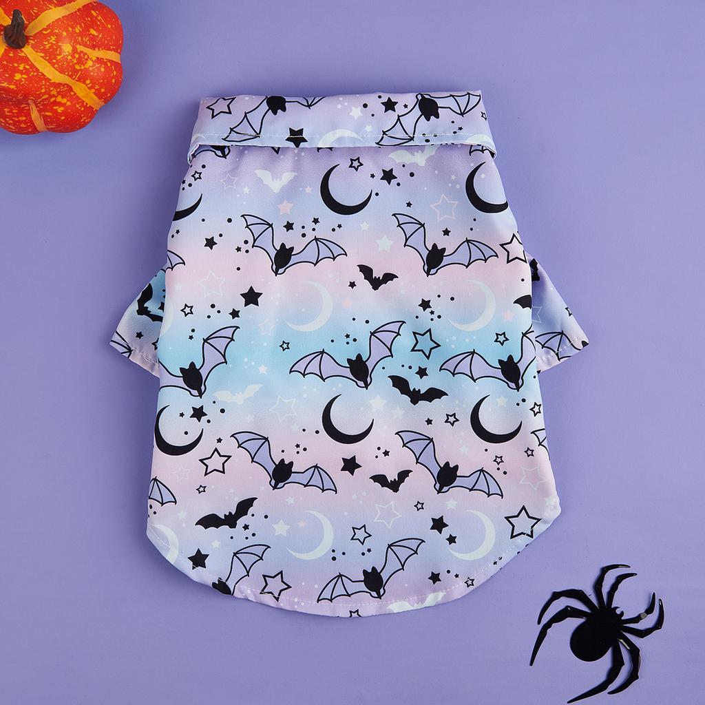 Dog Clothes for Small Dogs Shirt Dream Moon and Stars Printed Costume Puppy Pajama with Bat and Ghost Pattern Doggie Pet Clothes