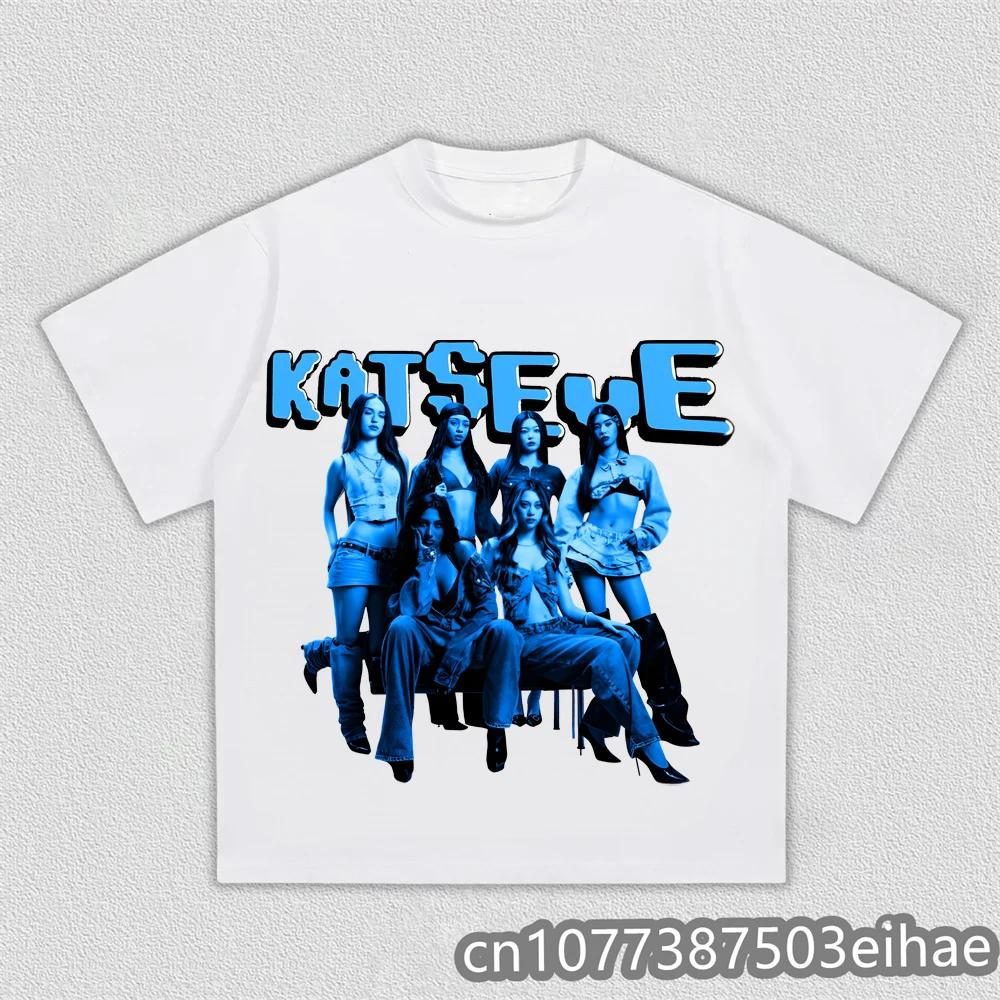 Unisexs Y2K Korean Style Gothic Katseye Print Graphic TShirt Crew Neck Short Sleeve Casual Top for Kids
