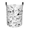 Bass Music Notes Dirty Laundry Baskets Foldable Large Waterproof Clothes Sundries Basket For Home Children's