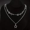 2pcs Set Y2K Personality Star Chain Five-pointed Star Pendant Necklace for Women Double Layer Wear Collar Chain Jewelry Gifts
