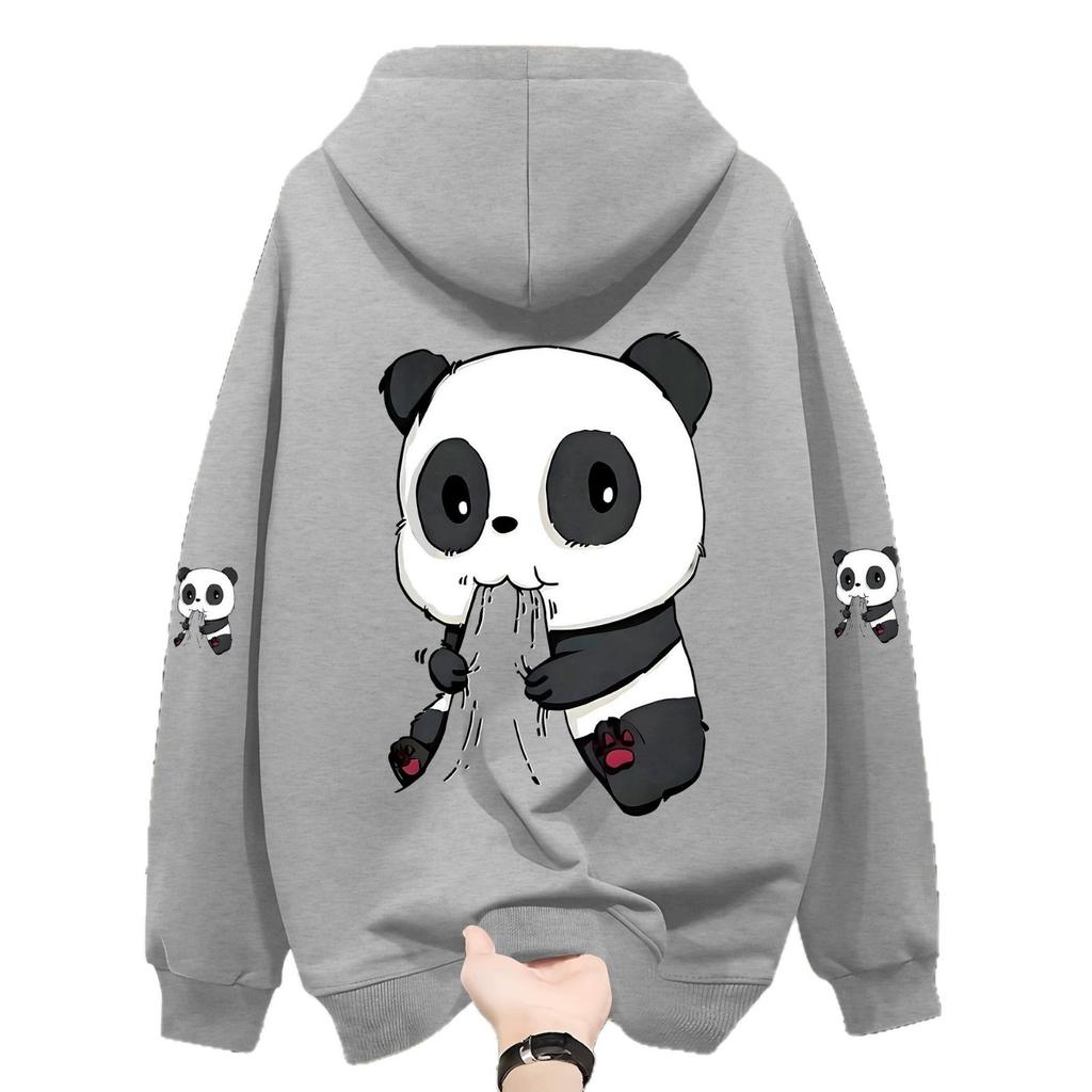 China Panda Spring and Autumn Hooded Sweater Loose Versatile Casual Top Men's Shirt