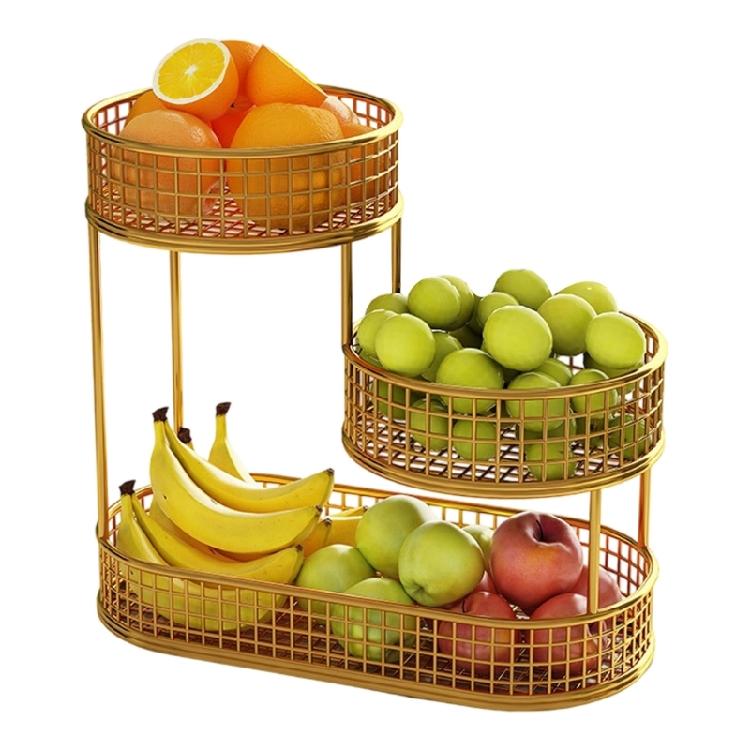 Contemporary Tiered Metal Serving Dish for Fruits Bolts Kitchen Counter Organization