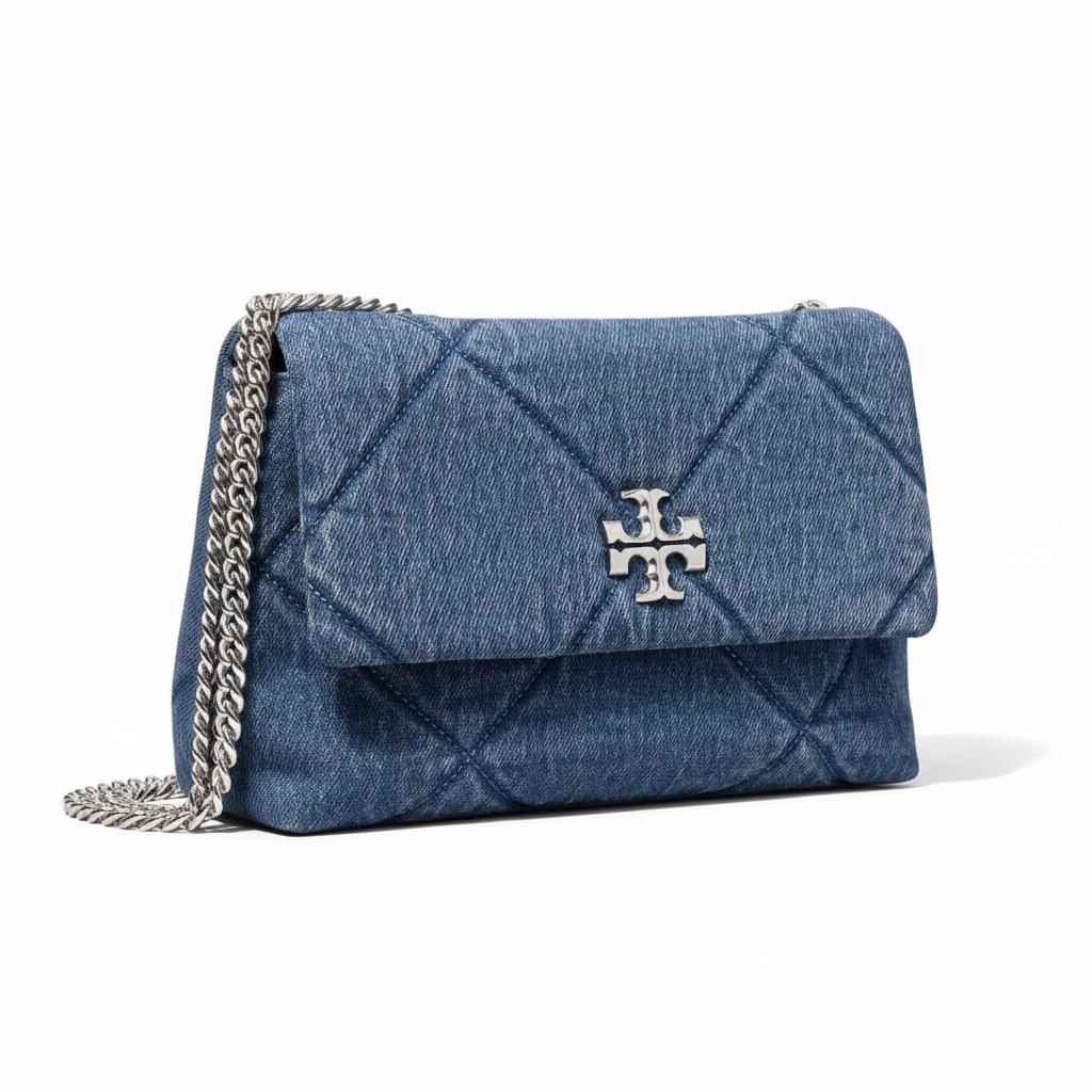 Tory Burch Kira Diamond Quilted Design Denim Shoulder Bag Small Women bags Blue 178637-401