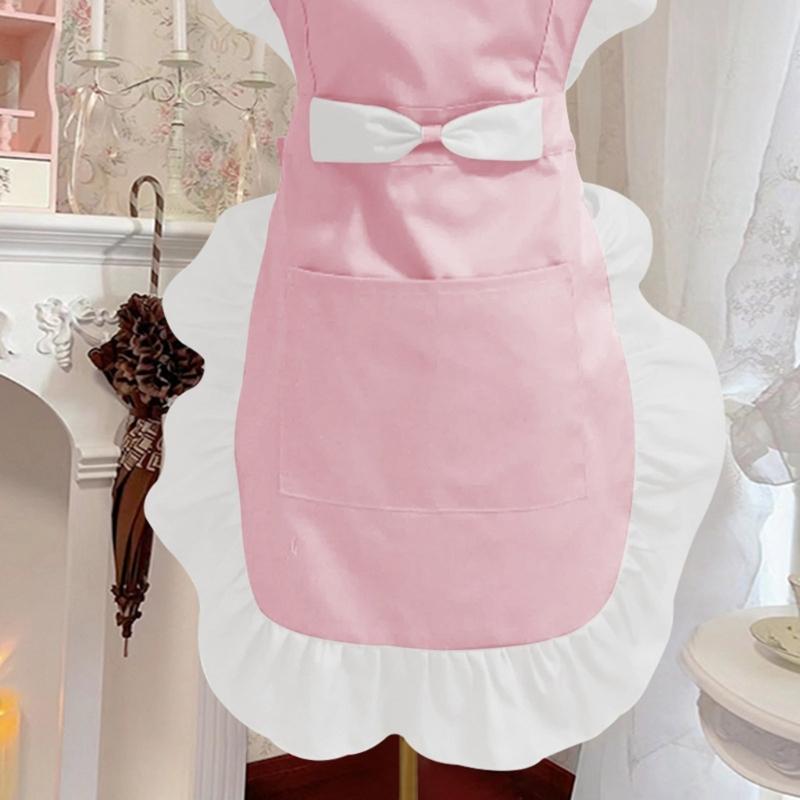 Women's Cake Apron Bowknot Apron for Women with Pockets Adjustable Chefs Aprons for Kitchen Cooking Baking Gardening