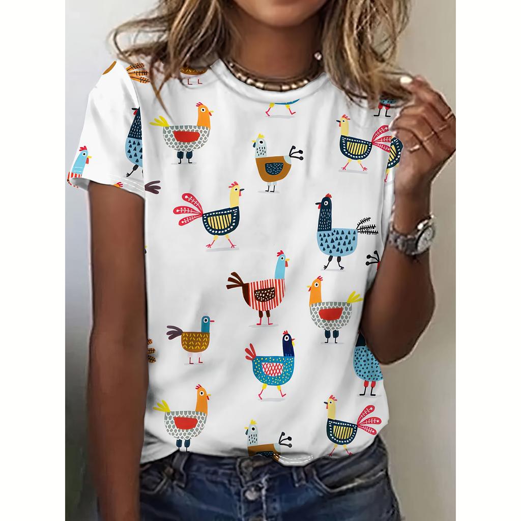 Letní dámské tričko pro volný čas Krátký rukáv 3D trička s potiskem kočky Móda Streetwear Pulovr s výstřihem Dámské oversized oblečení