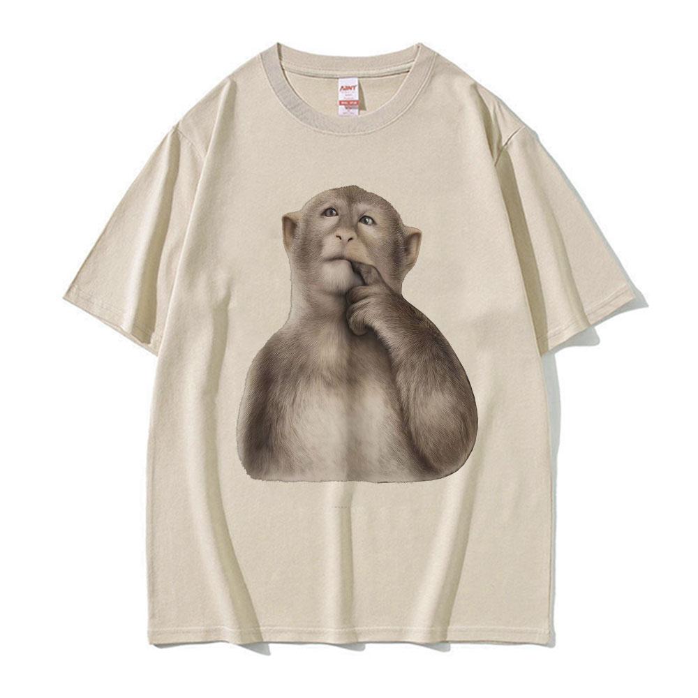 Funny Monkey Unhinged Reaction Stupid Meme Tshirt Men Women Fashion Humor Short Sleeve T Shirts Summer ONeck Oversized T Shirt