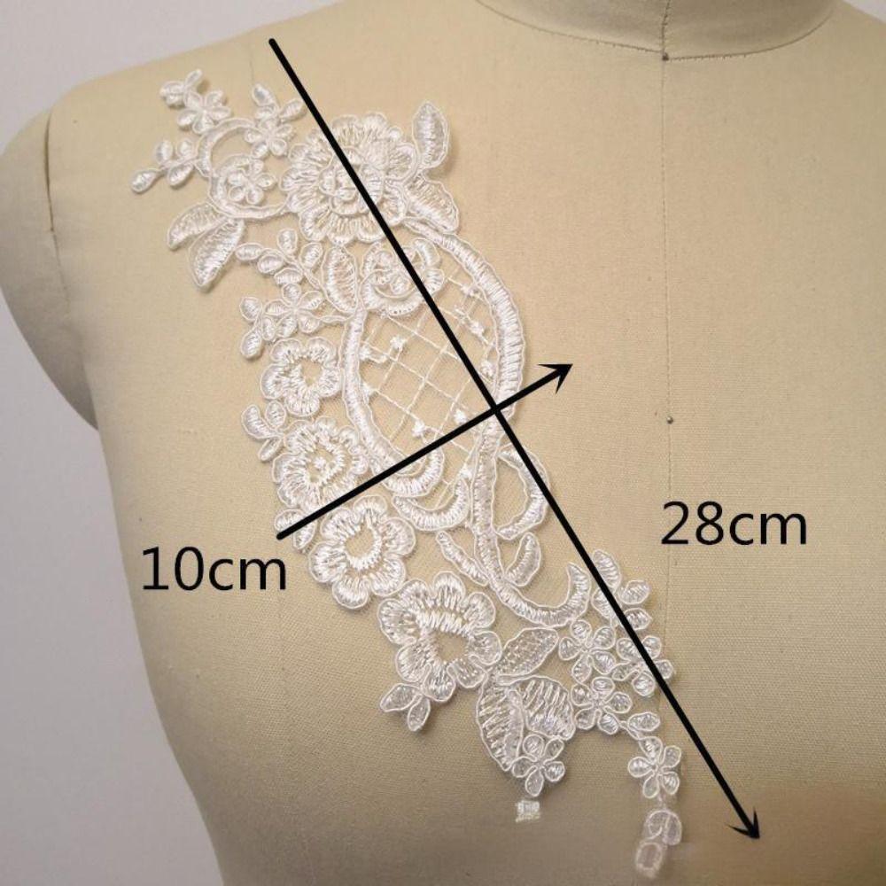 1 Pair White Flower Lace Applique Handmade Apparel Sewing Lace Embroidery Patch DIY DIY Clothing Patch Wedding Dress Accessories