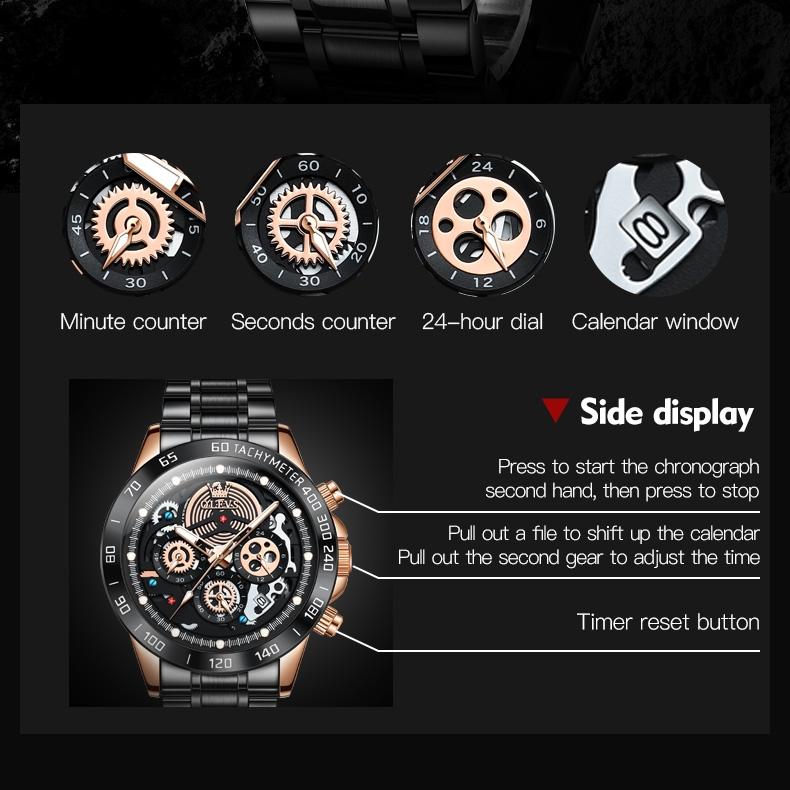OLEVS Brand Watch Large Dial Waterproof Multi-functional Sports Men's Watch Men