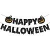 Runtow Happy Halloween Banner , Halloween Paper Hanging Garland Bunting Banner ,Pumpkin Flag, Halloween Party Backdrop Decor