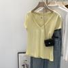 Korean Style V-Neck Short Sleeve Loose T-Shirt for Women – Summer 2026 Edition