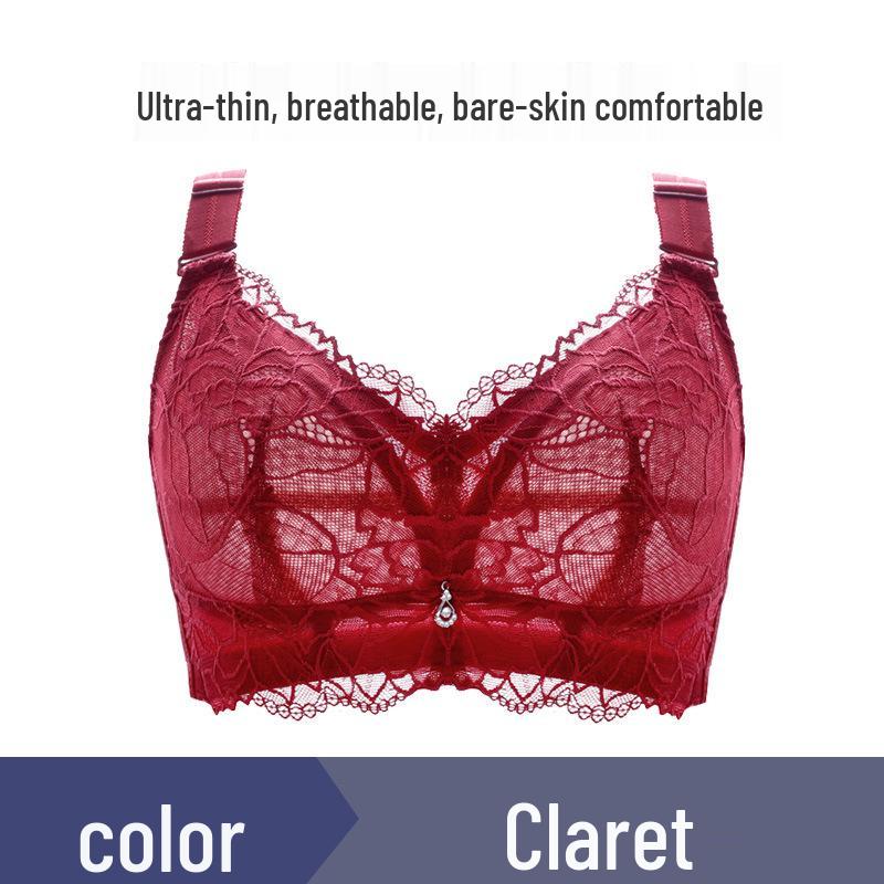 Women s Plus Size Wire-Free Ultra-Thin Full Coverage Bra - Minimizing and Adjustable for Larger Busts 34/75E кларет