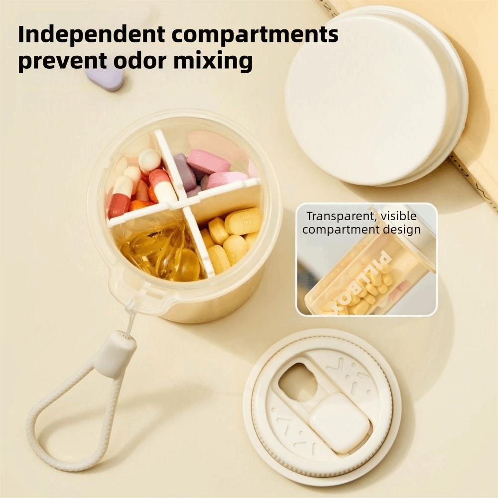 Portable 4 Grids Pill Box Moisture-proof Pill Storage Box Portable Pill Dispenser  for Home