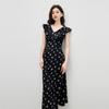 Qiu Shui Yi Ren Elegant V-Neck Floral Dress