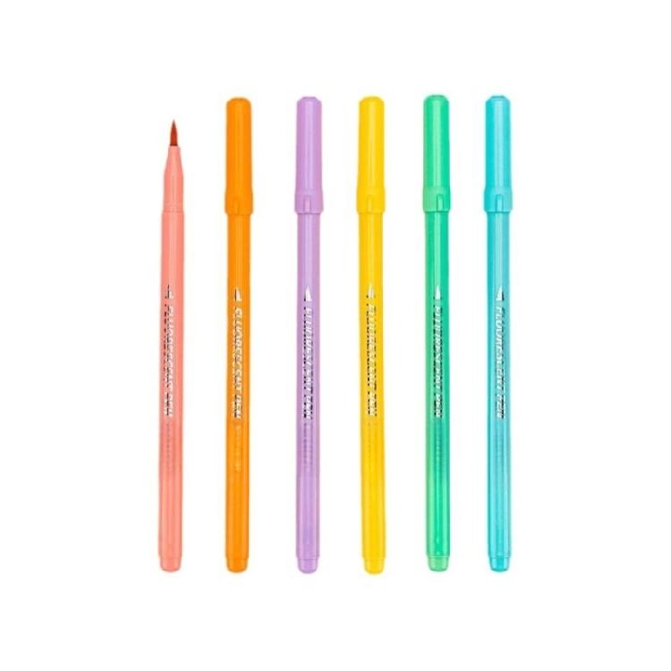 6 Pcs Highlighter Marker Highlighters Set Soft Brush Fluorescent Pen Highlighter Pen Marker Pen for Scrapbook 1